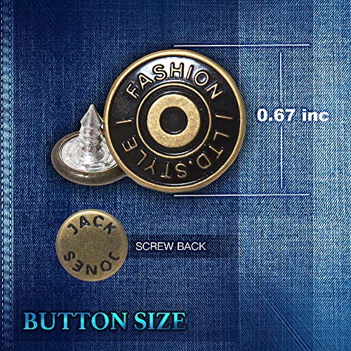 20 Sets Replacement Jean Buttons, 17Mm Combo Copper Tack Buttons Replacement Kit With Rivets And Metal Base In Plastic Storage Box #TOP2