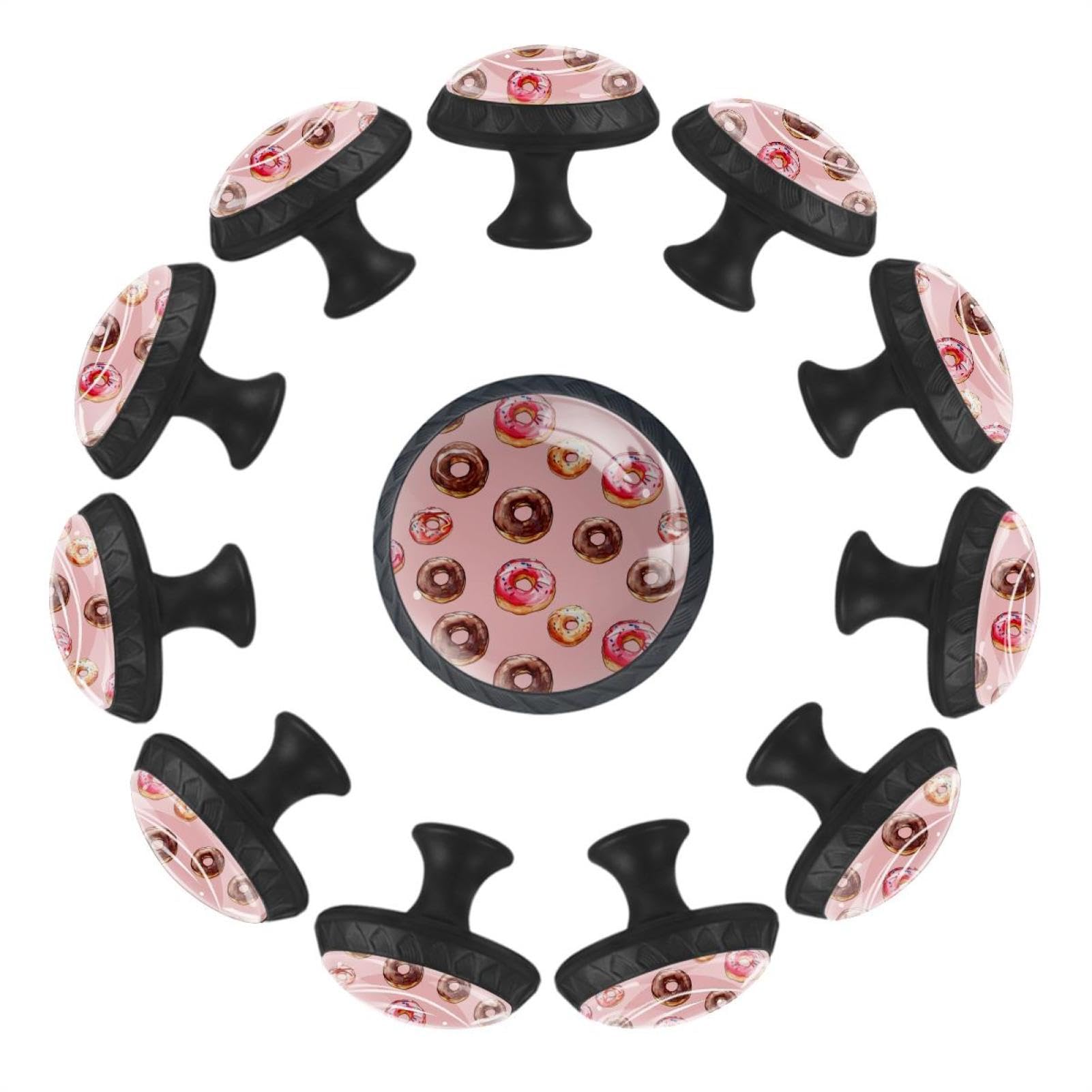 Boutons ronds en cristal lot de 12 poignées donuts transparentes pour tiroir et armoire de cuisine