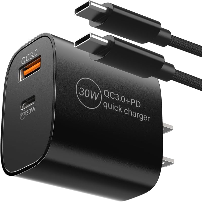PD 30W Fast Charger Compatible with Meta Quest 3 3S VR Headset, Dual Port USB Wall Charger + Type C Power Cord for Oculus Quest 2 Headset Accessories, 6.6Ft C to C Charging Cable Black