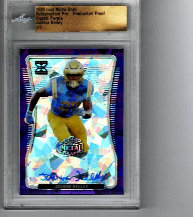 2020 Leaf Metal Draft Crytal Purple Autograph #BA-JK2 Joshua Kelley RC Rookie AUTO 1/1 Football Trading Card