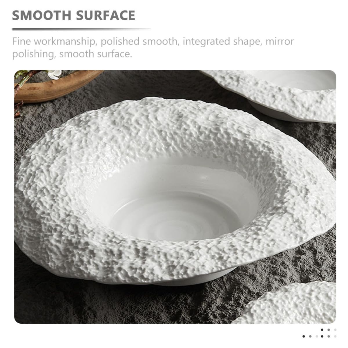 Veemoon Assiette Creuse en Céramique 10 Pouces Motif Pierre Bol Chapeau de Paille Plat de Service Profond pour Pâtes et Salades Assiette à Dessert Polyvalente Cuisine et Buffet