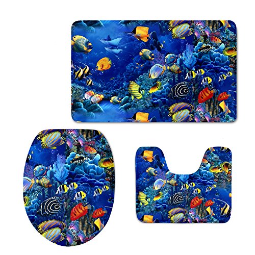 Coloranimal WC-Vorleger-Set mit tropischen Fischmotiven und WC-Deckelbezug