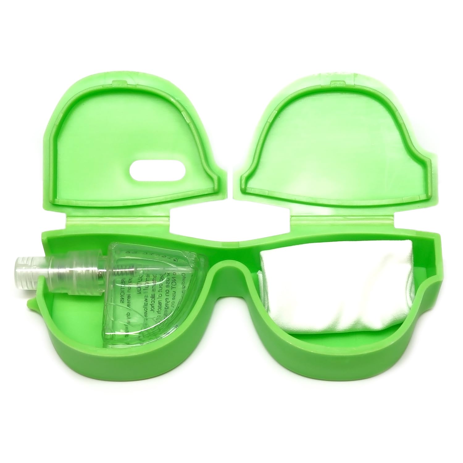 Calabria Kool Klean - Juego de 12 limpiadores de lentes para gafas, color rosa, azul, verde, negro, 15 ml, paño de limpieza de microfibra