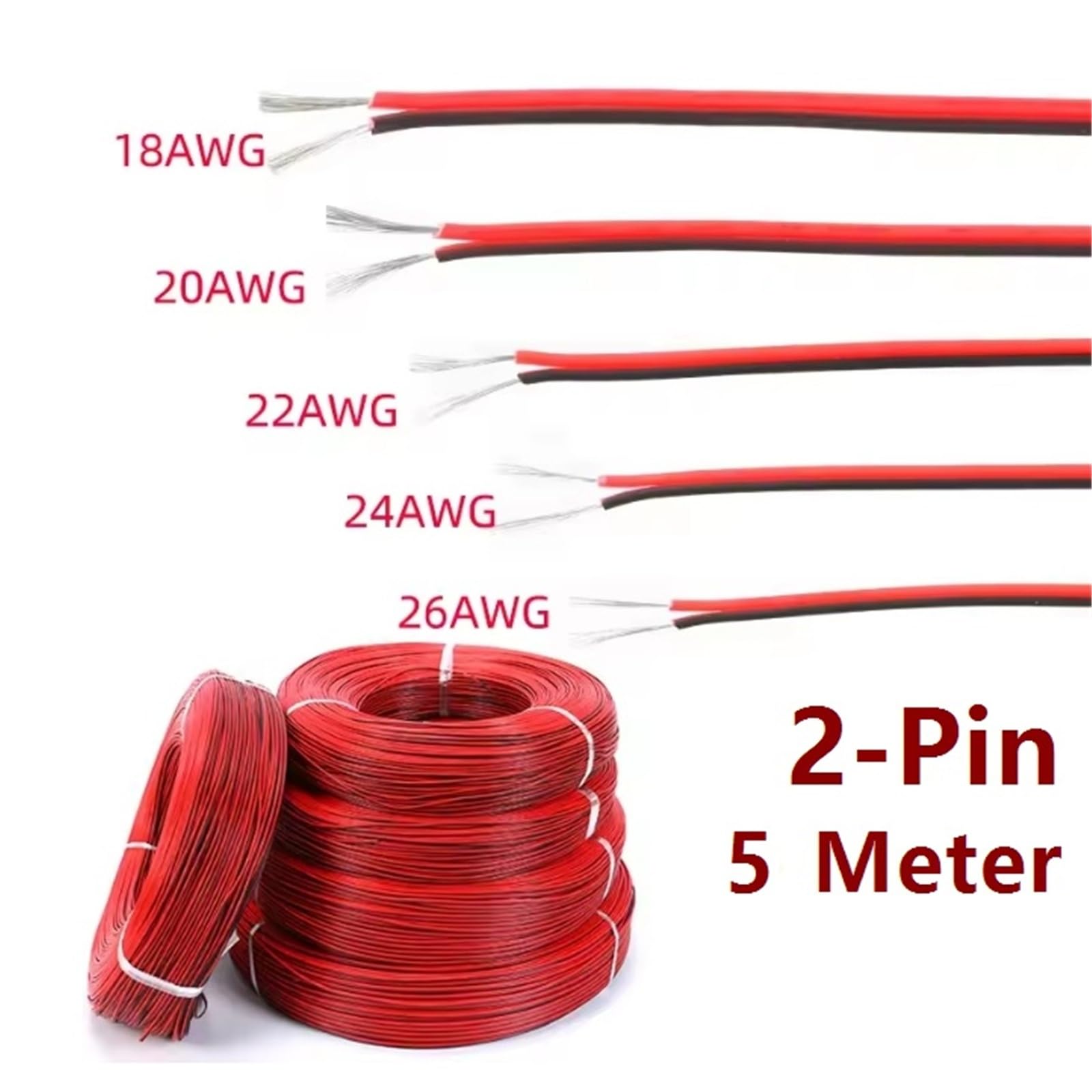 Przewód silikonowy 5 metrów kabel elektryczny 18/20/22/24/26 AWG