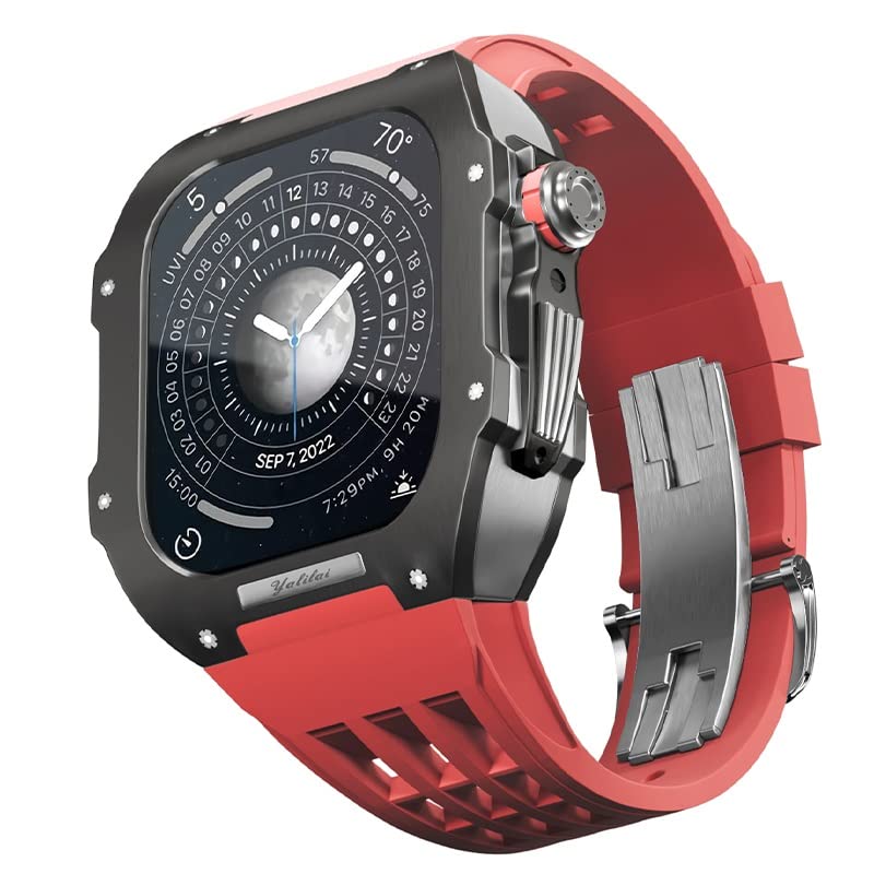 Bracelet Apple Watch 45mm en silicone luxe rouge haute qualité design élégant iWatch 7 8