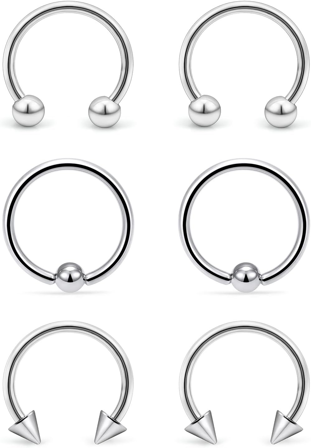 20/18/16/14/12/10/8/6/4/2G Septum/Nose/Lip/PA/Tragus/Conch/Cartilage/Helix/Daith/Rook/Hood Hoop Rings Heavy Earrings Body Piercing Jewelry for Women Men