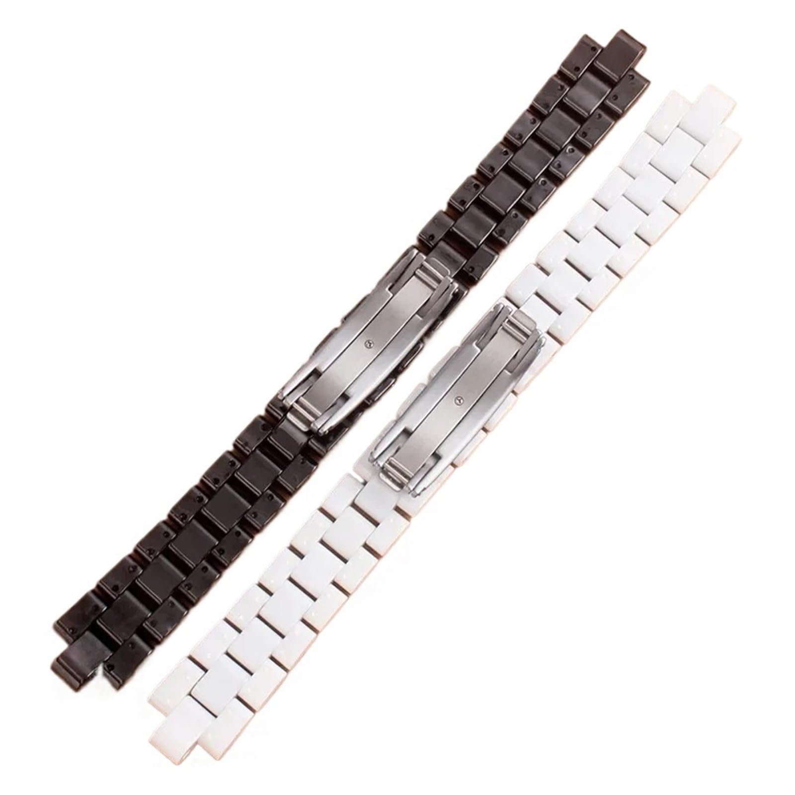 HMFang Cinturino for Orologio da Donna E Uomo Compatibile con in Ceramica J12 Bracciale alla Moda Nero Bianco Cinturini for Orologi 16 Mm 19