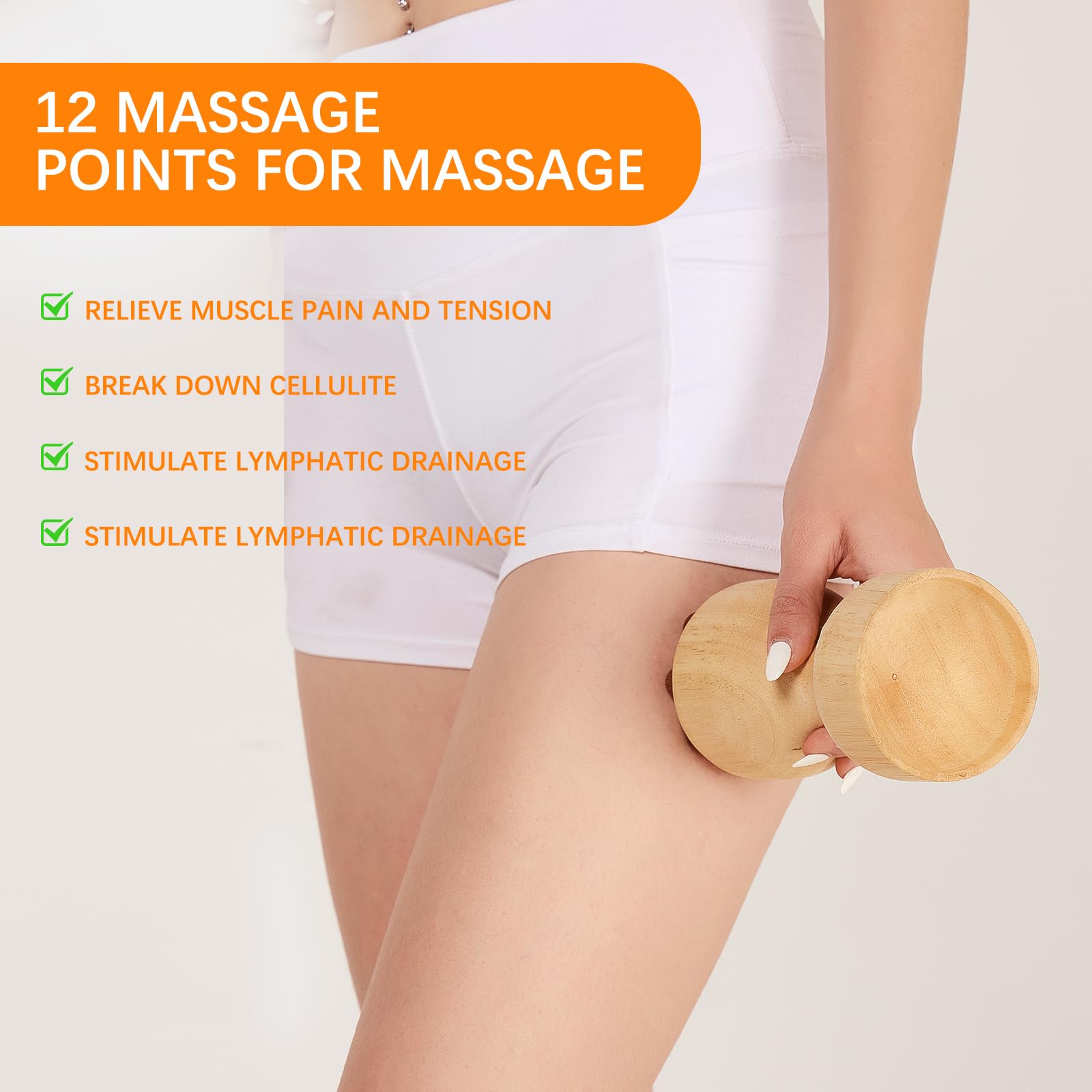 AICNLY Herramientas de masaje de terapia de madera 2 en 1 para dar forma al cuerpo, masajeador de drenaje linfático, kit de maderoterapia, rodillo de masaje de madera, masajeador anticelulítico, juego