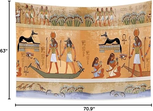 Miniatura 5 de Haoyiyi Tapiz egipcio para colgar en la pared, mitología del antiguo Egipto, cultura, faraones, tallas jeroglíficas, tapices para dormitorio, sala