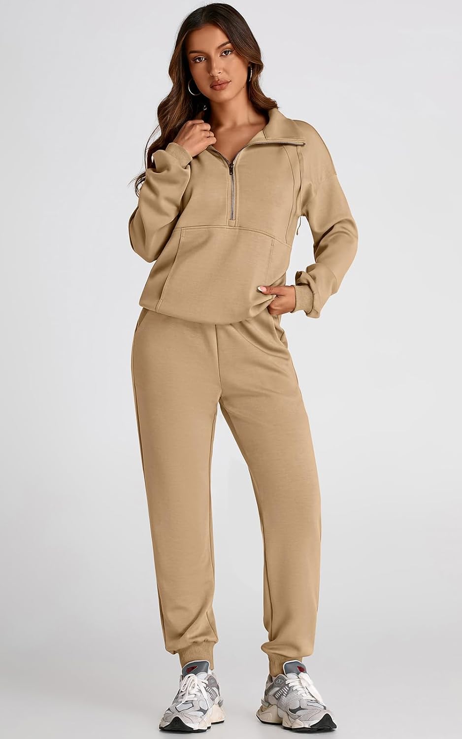 PRETTYGARDEN Long Sleeve Half Zip Sweatsuits Women 2 Piece Outfit Spring Casual Sweatshirt Sweatpants Lounge Set Tracksuit - Image 4