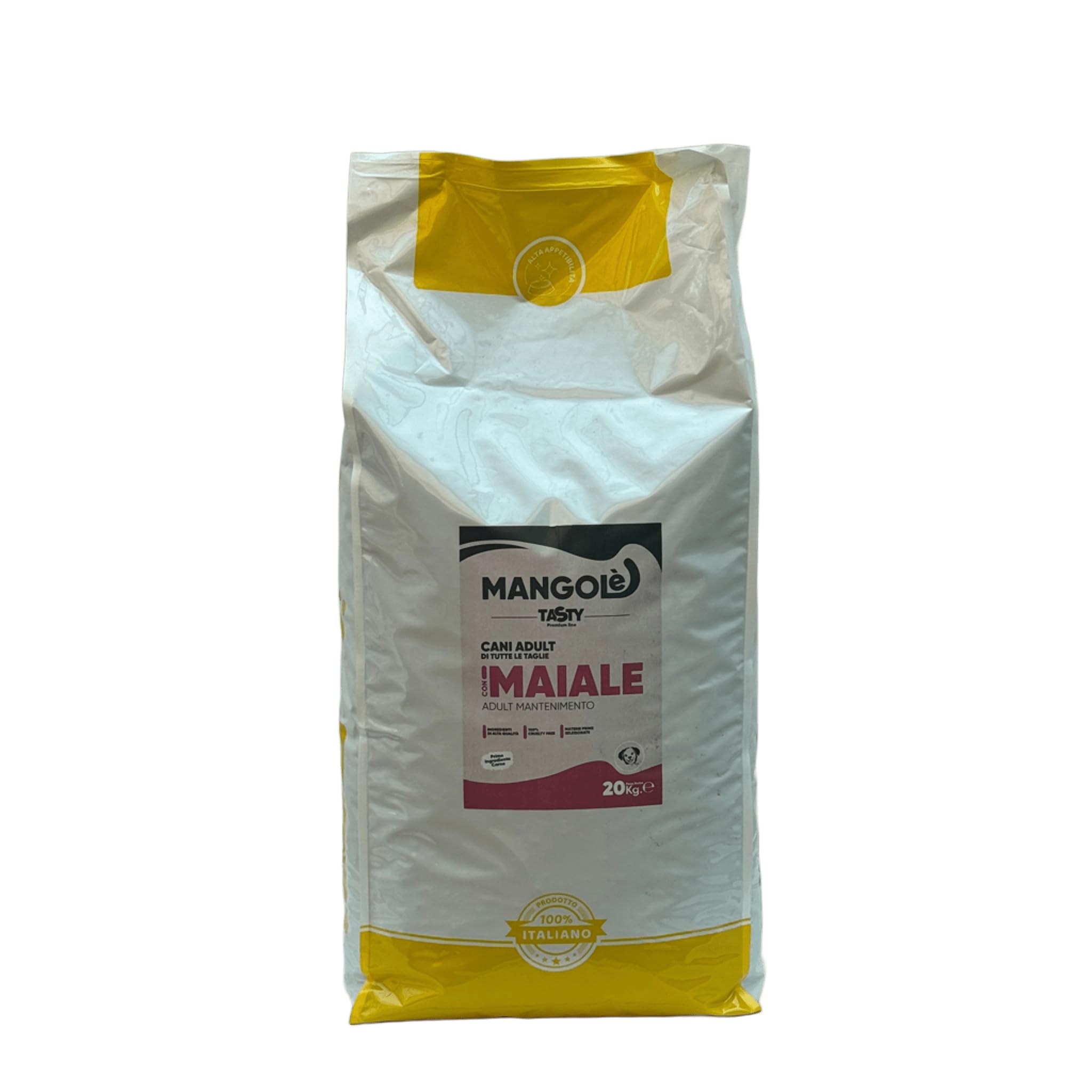 Mangolè Tasty Dog Adult Maiale 20 kg Croccantini per Cani Adulti Tutte le Taglie Alimento Completo con Proteine Animali 25% Made in Italy