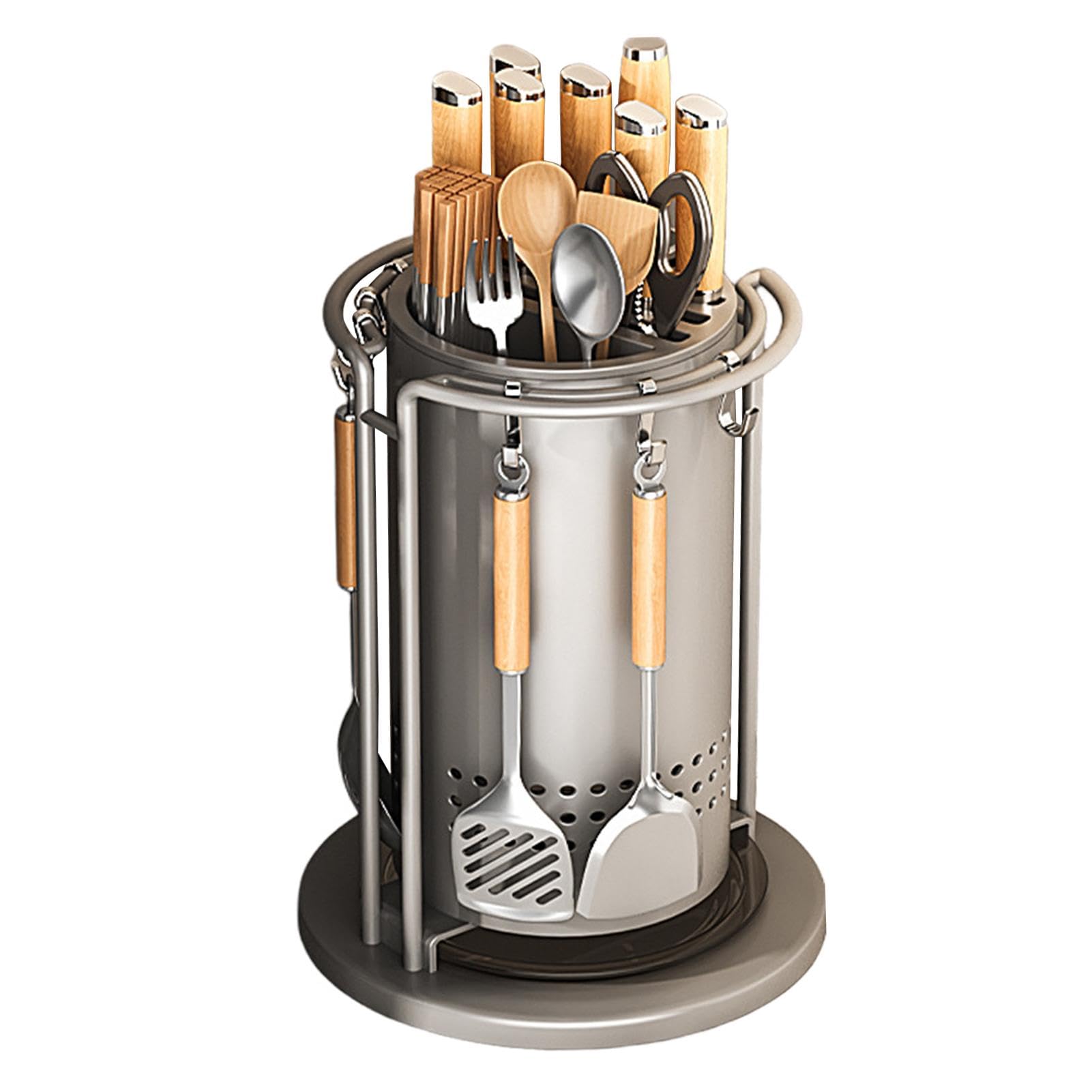 Support rotatif pour coupe-cuisine | Support de rangement rotatif pour argenterie | Organisateur d'ustensiles de cuisine | Support de rangement pour spatule rotatif, support pour coupe-cuisine avec cr | argenterie | Organisateur d'ustensiles de cuisine |
