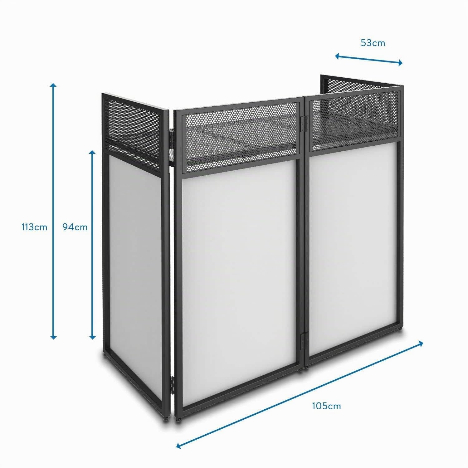 Vonyx DB4 Pro DJ Pult - Faltbarer DJ Tisch mit Tasche, 105 cm, Klappbares DJ Booth mit Schwarzer & Weißer Front, 25kg Traglast, Robust & Stabil, Perforiertes Alu, Multifunktionstisch für DJ Equipment