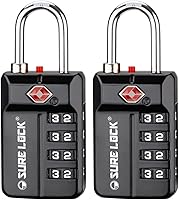 Vista 7 de SURE LOCK Cerraduras de equipaje con combinación de 4 dígitos reiniciables aprobadas por la TSA con alerta abierta, diales de fácil lectura
