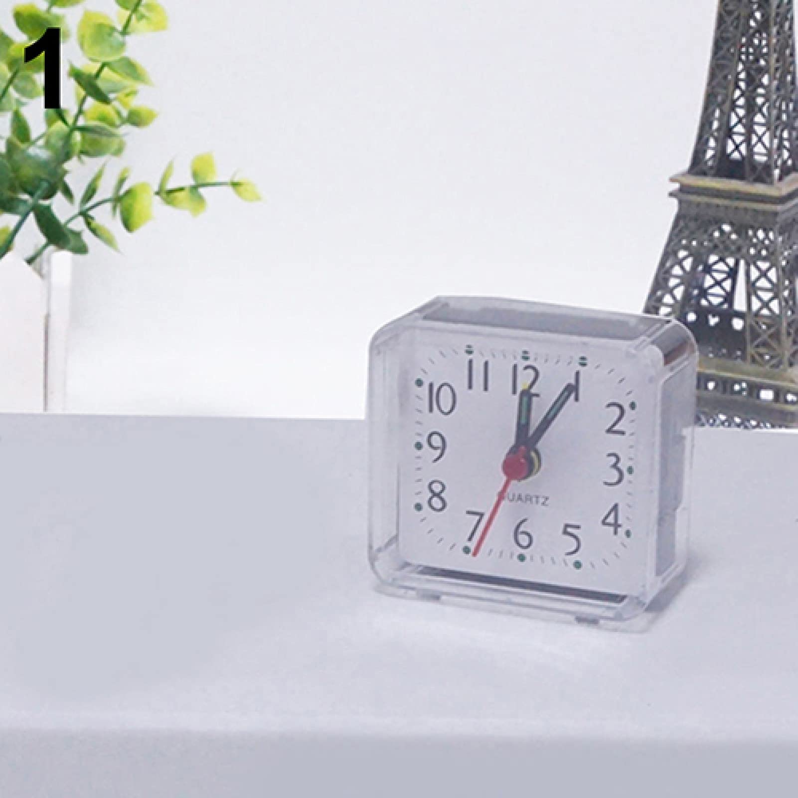 ulafbwur Alarm Clocks Bed Travel Mini Portable Compact Square Quartz Table Silent Alarm Clock Decor for Bedroom White