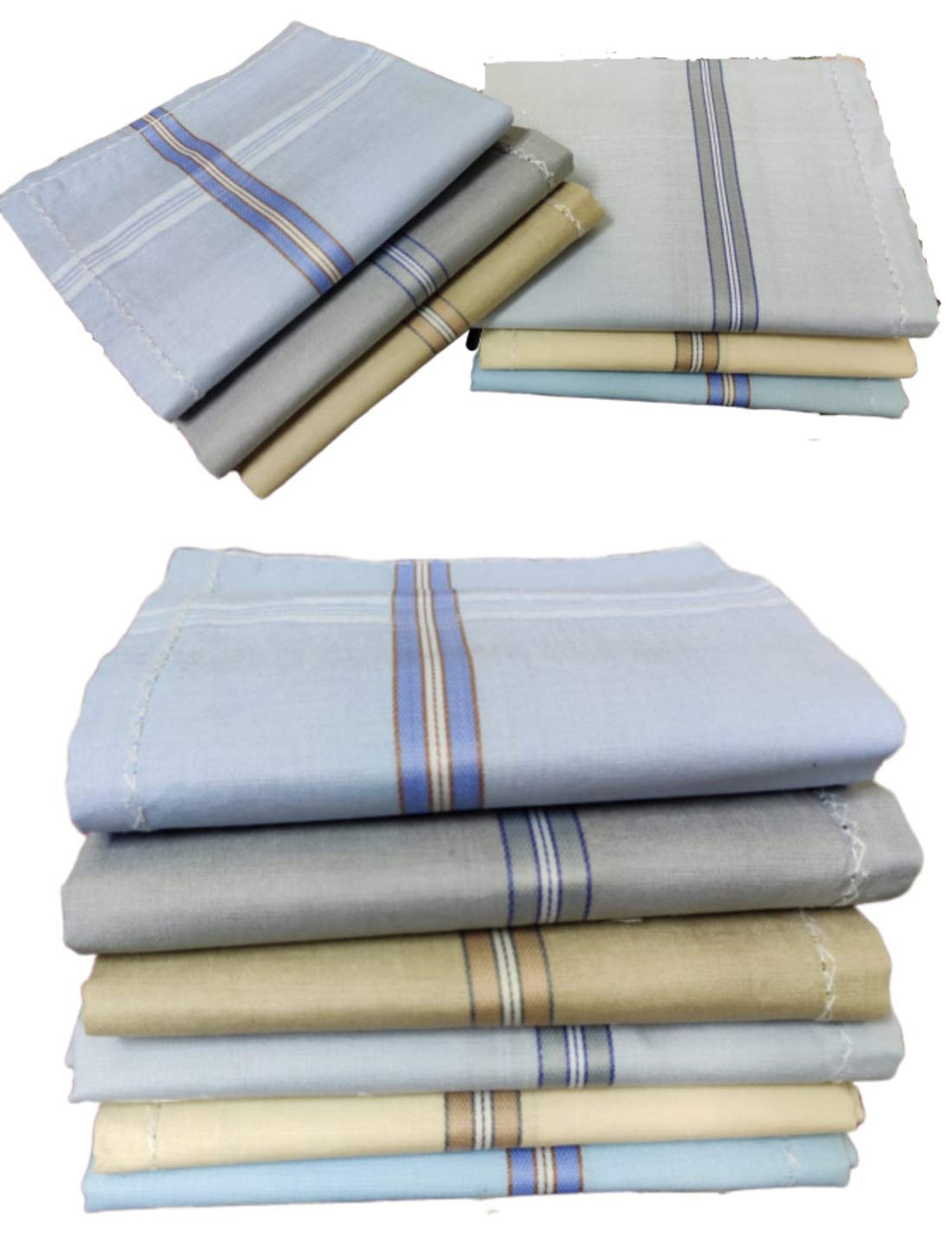 JENNY DENIALCotton Handkerchief, Rumal, Hankey for man Multi color 12 Pcs Machine washable