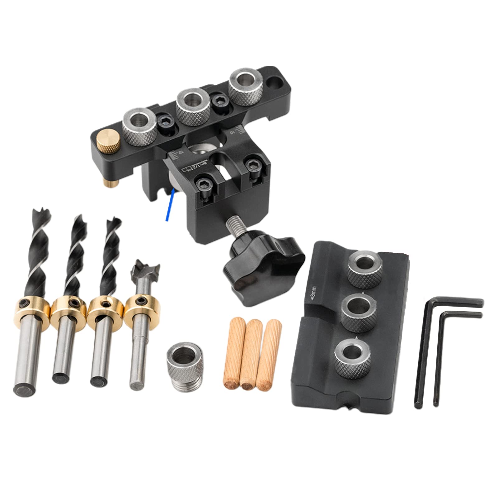 Mhadbkh B Quick Clamp 3 In 1 Woodworking Dowelling Jig Adjustable Drilling Guide Puncher Locator Wood Hole Opener Carpentry Tools Drill Guide For Angle Drilling Portable Drill
