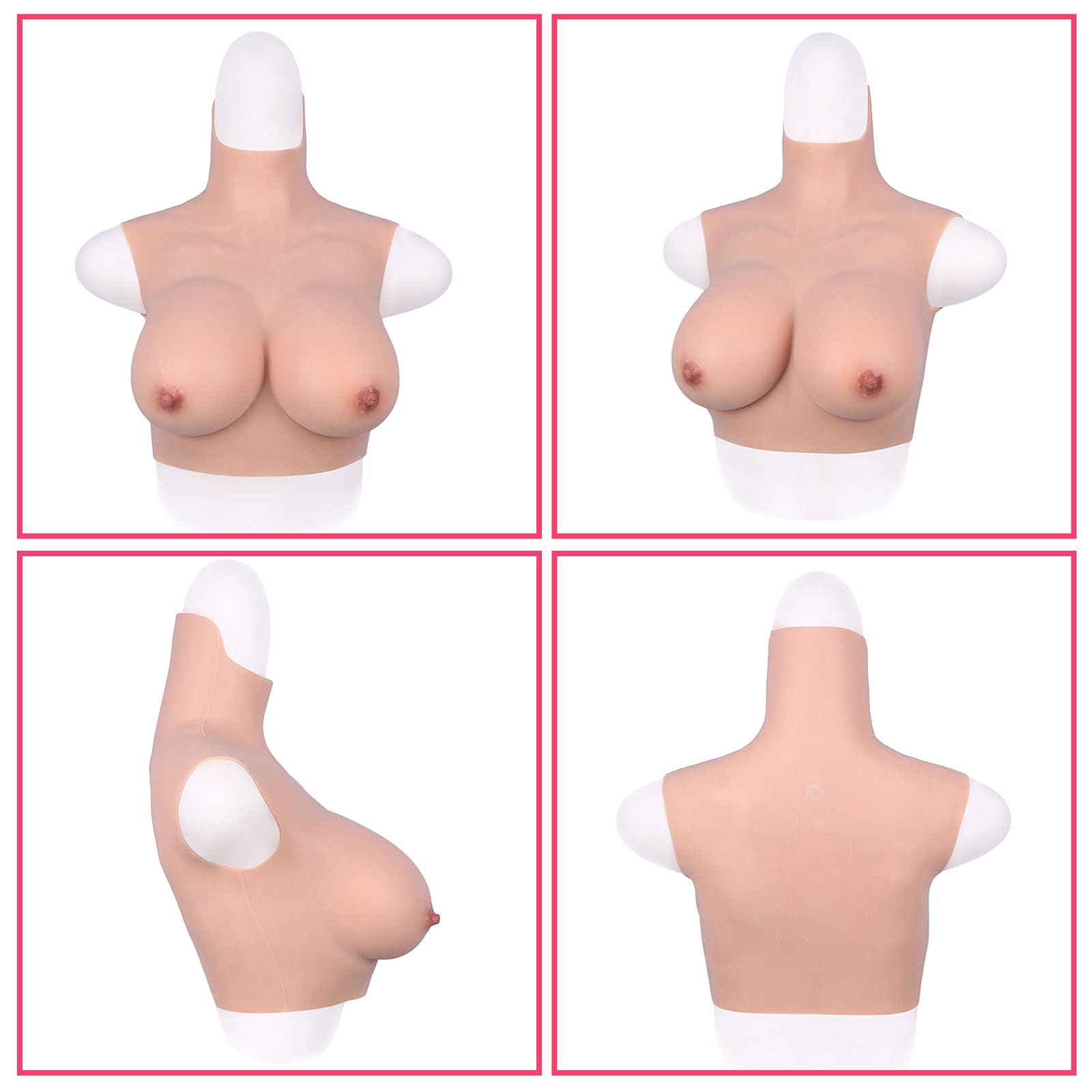 Pechos de Silicona Cuello Alto B-G Cup Falsos Senos para Transgéneros Mastectomía Travestis Drag Queen Cosplay