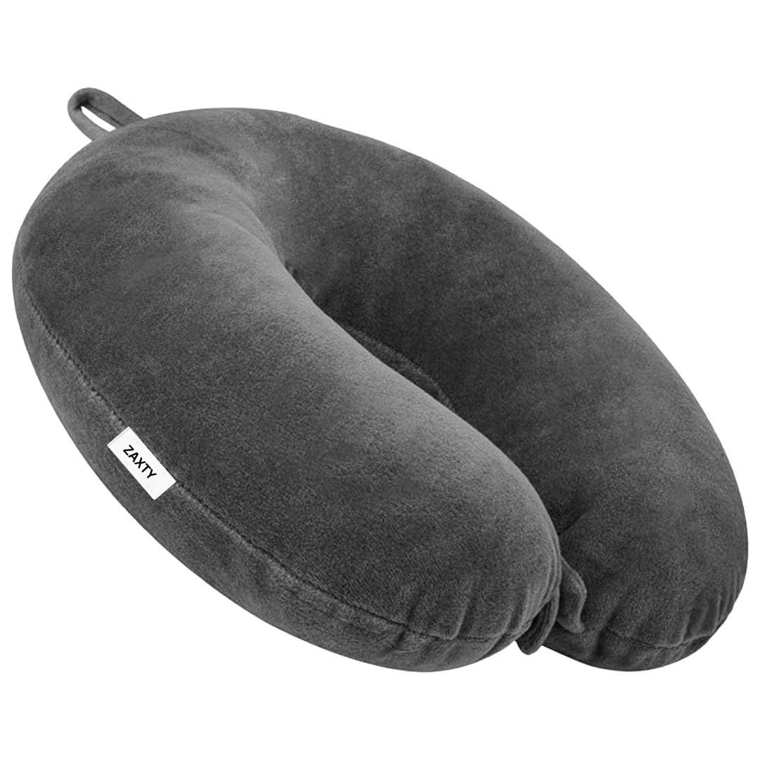 zaxty Soft Fibre Filled Neck Pillow for Car, Train, Flight Travel, Neck Support Rest Pillow with Attachable Snap Strap | Pack of 1-picture-13