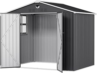8x6 FT Outdoor Storage Shed, Metal Sheds & Outdoor Storage, Waterproof Sheds with Lockable Doors for Backyard