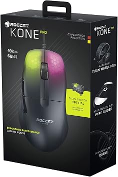 Roccat Kone Pro - ماوس ألعاب الأداء البصري المريح خفيف الوزن ، أبيض
