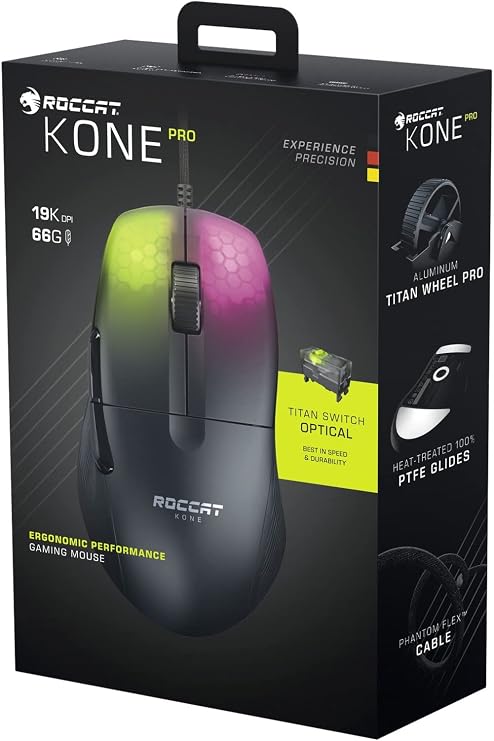Roccat Kone Pro - ماوس ألعاب الأداء البصري المريح خفيف الوزن ، أبيض
