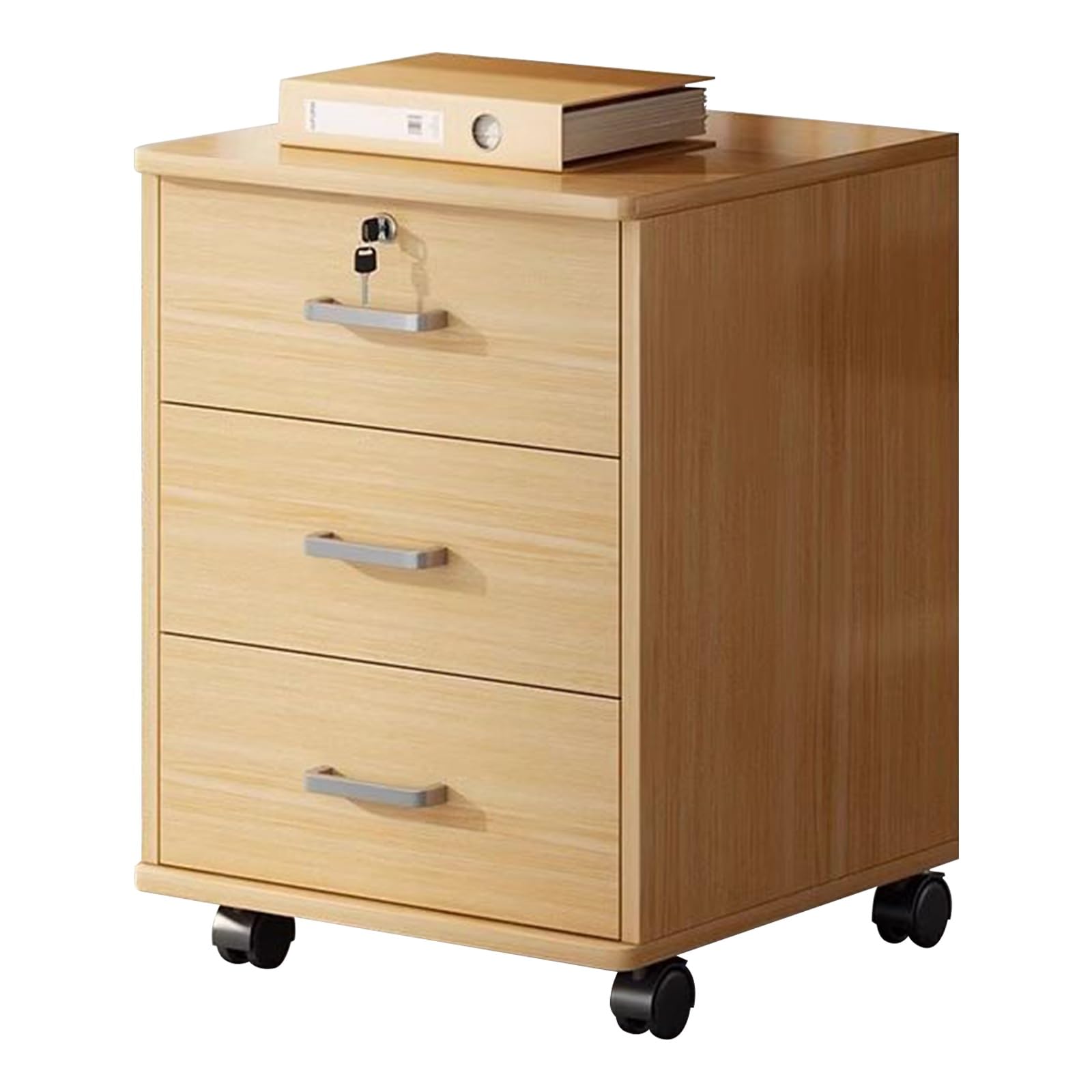 Corner Desk 3 Drawer Wood File Cabinet With Lock & Wheels, Under Desk ...