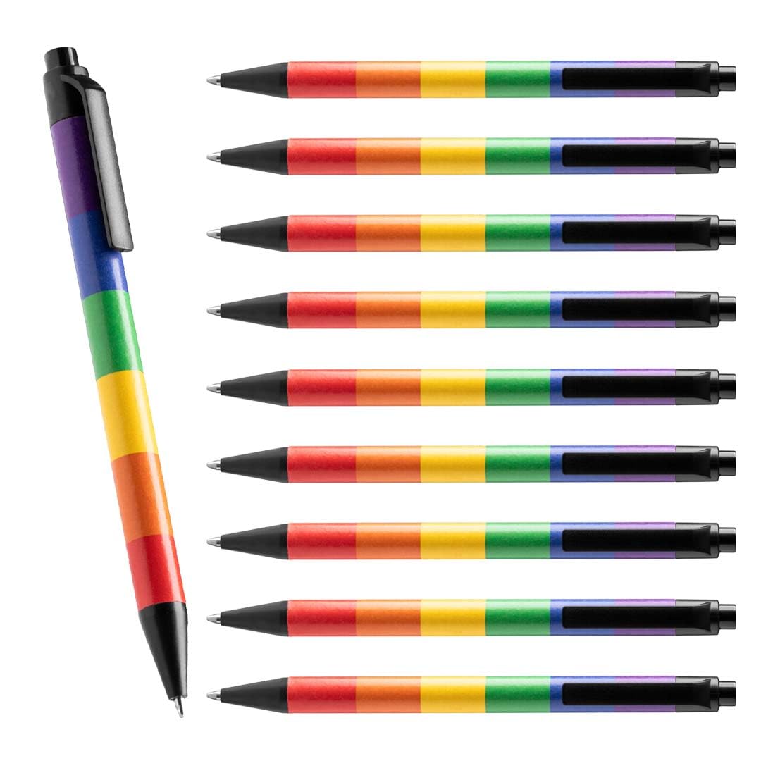 WPRO Regenbogen Kugelschreiber 100er Set aus Recyclingkarton mit Clip blau | Ideal für den täglichen Gebrauch mit nachhaltiger Materialwahl und angenehmer Handhabung bei jeder Schreibaufgabe.