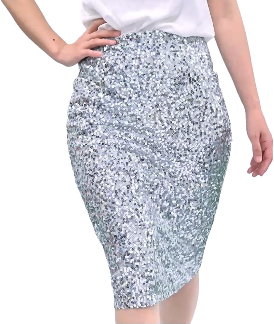 Baisdan Sequin Skirt for Women, Sparkly Skirt for Women, Glitter Skirt for Holiday Christmas Party New Years Eve