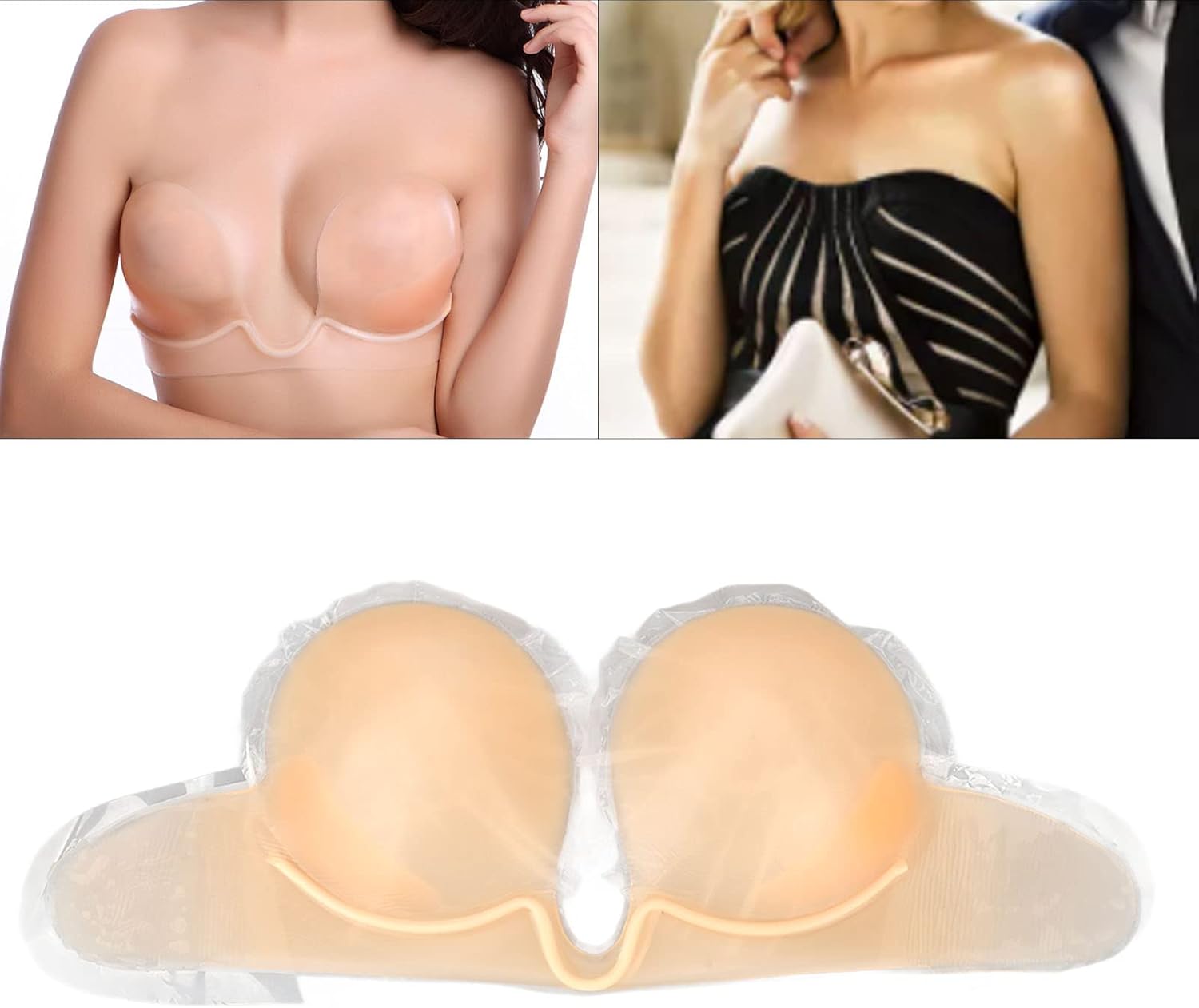 ZJchao Invisible Silicone Strapless Bra, Seamless Reusable Adhesive Bra for Wedding Dresses Backless Dresses | Skin Support - Image 2