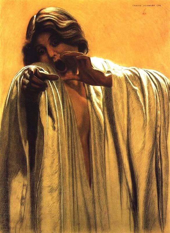 Affiches sur toile l'Onda Carlos Schwabe déco murale chambre 58x90