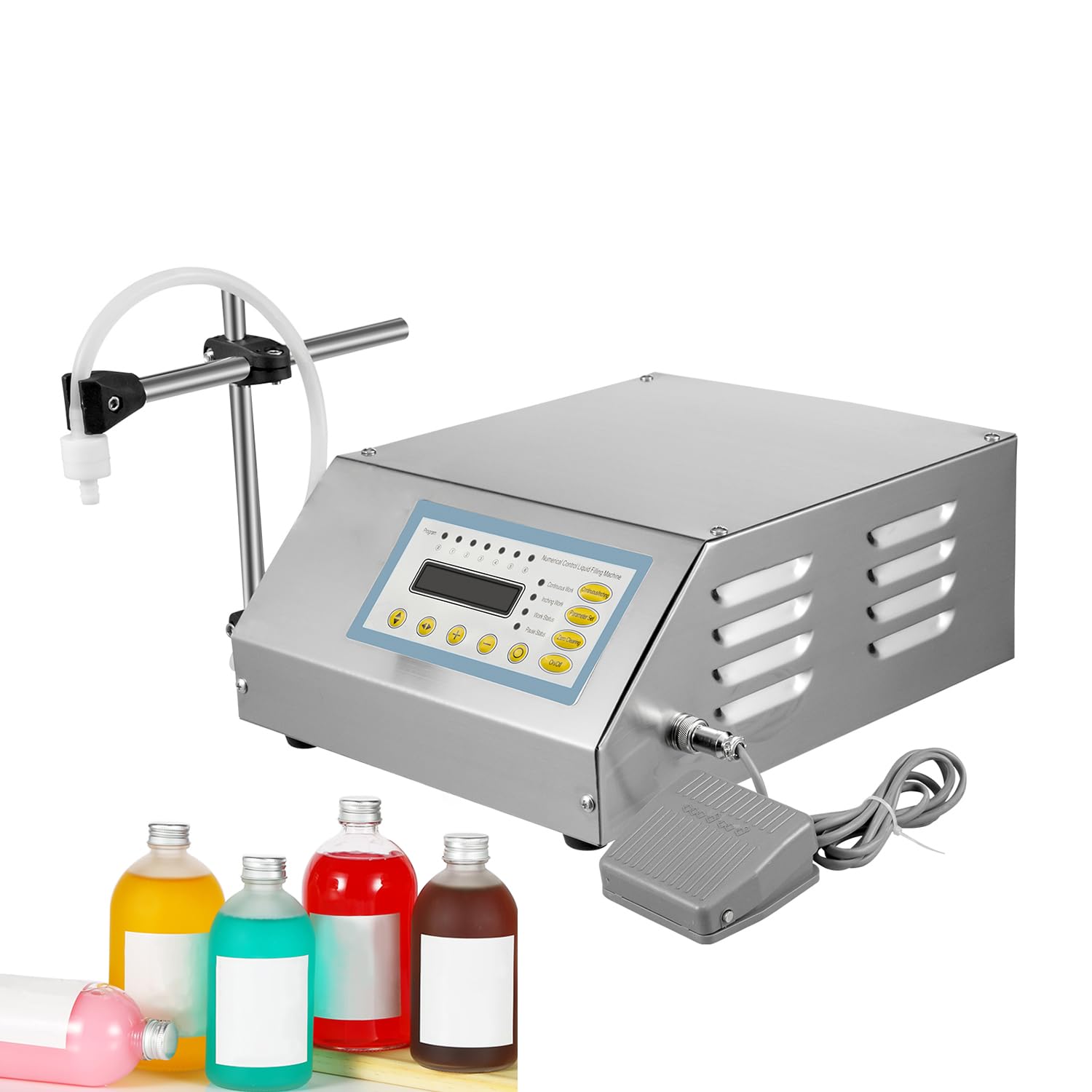 asdchZen 3.2L/Min Automatic Cnc Filling Machine, 5-3500 Ml Bottle Filler Machine, Digital Control Liquid Filling Machine For Water Drink Perfume Cosmetics Juice Milk
