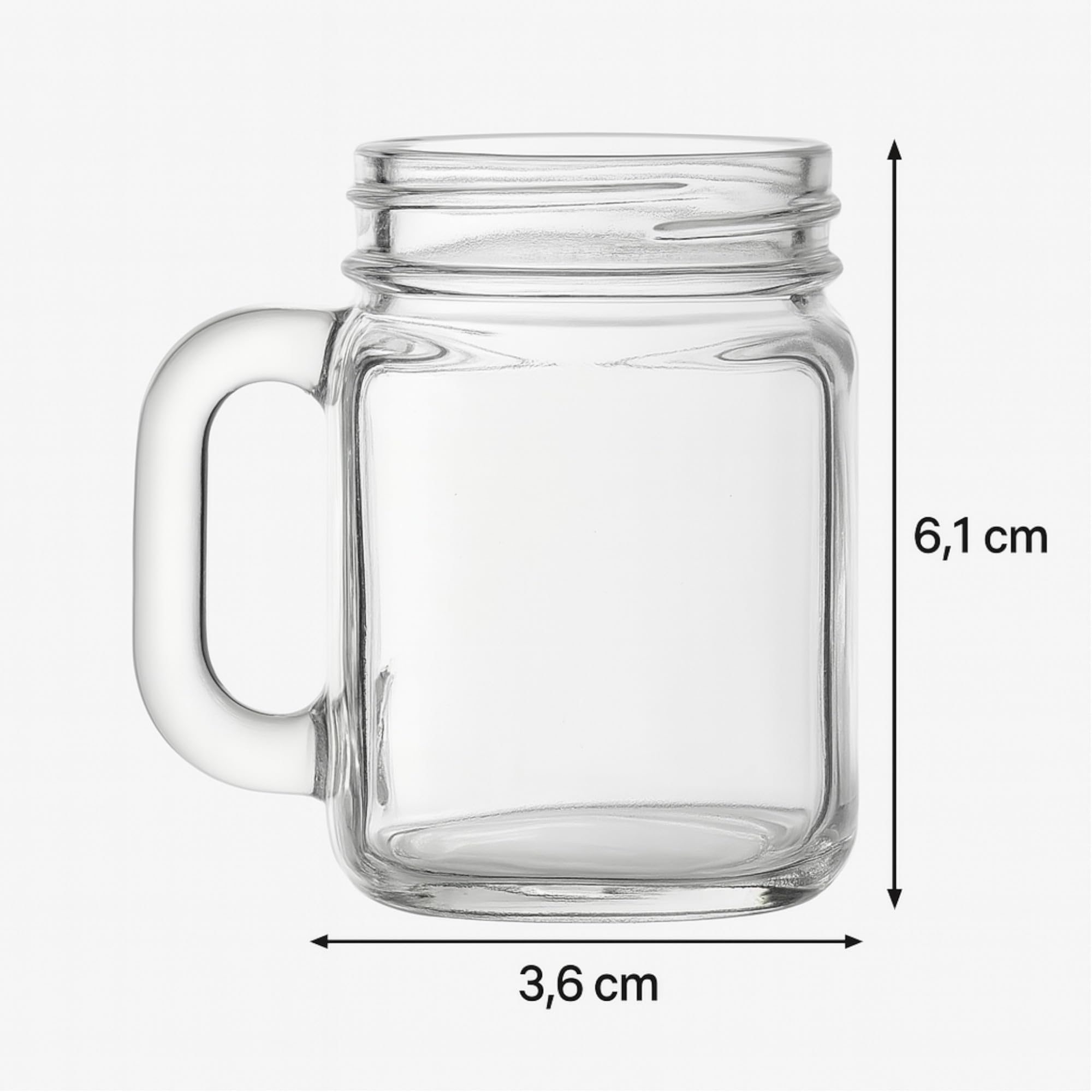 gouveo Set di 24 Mini bicchieri 30 ml con manico e tappo a vite (0,03 l) argentato – Bicchiere da shot, da liquore, di degustazione per buffet, bar di casa, catering (TGH030S)