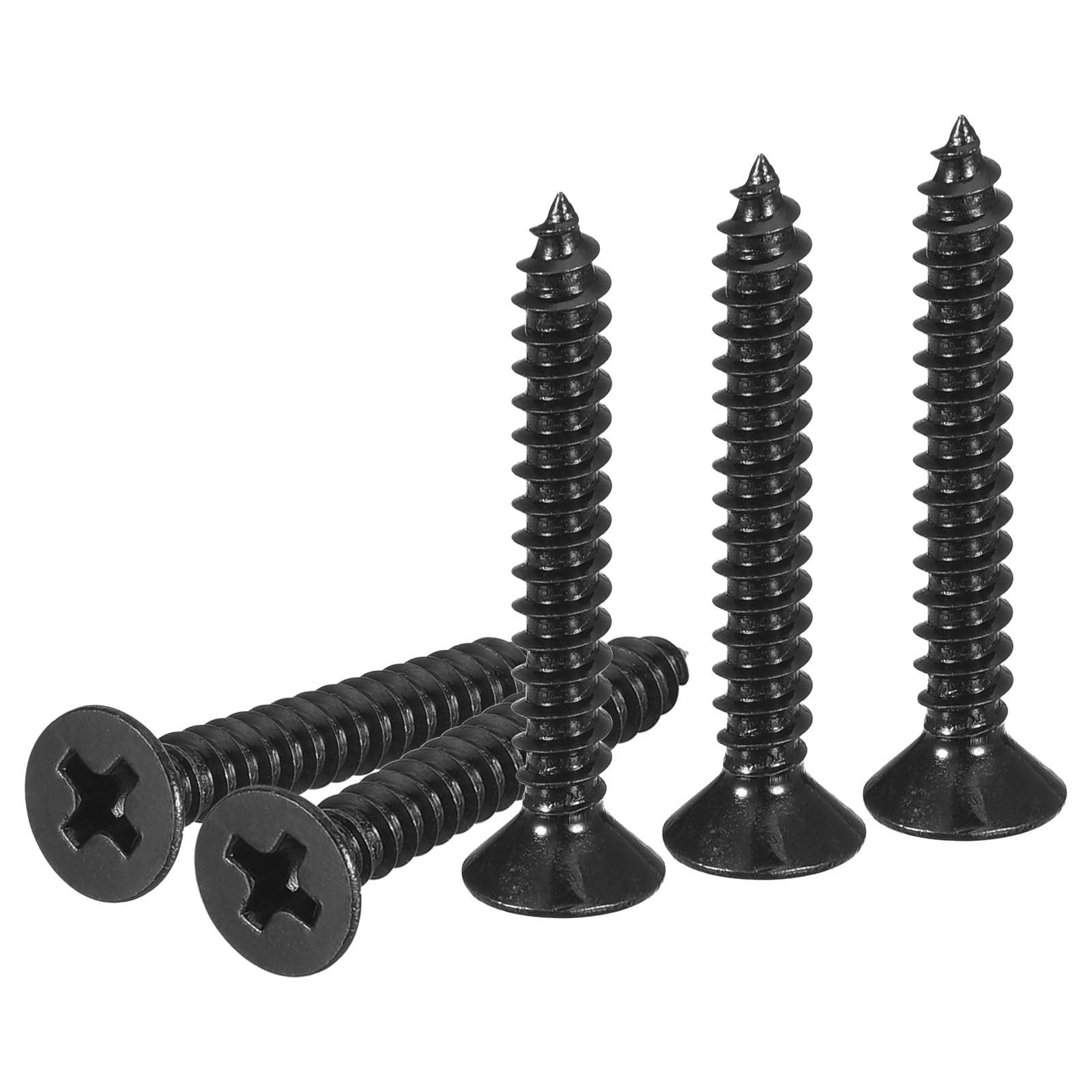 DTGN 100Pcs #6x1" Flat Head Wood Screws, Carbon Steel Phillips Self Tapping Screws - Good for Woodworking Furniture - Black