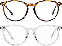 Vista 37 de Kursan Lentes falsos de lente transparente sin receta para mujeres y hombres, lentes de marco de plástico redondo retro A1 Negro Brillante