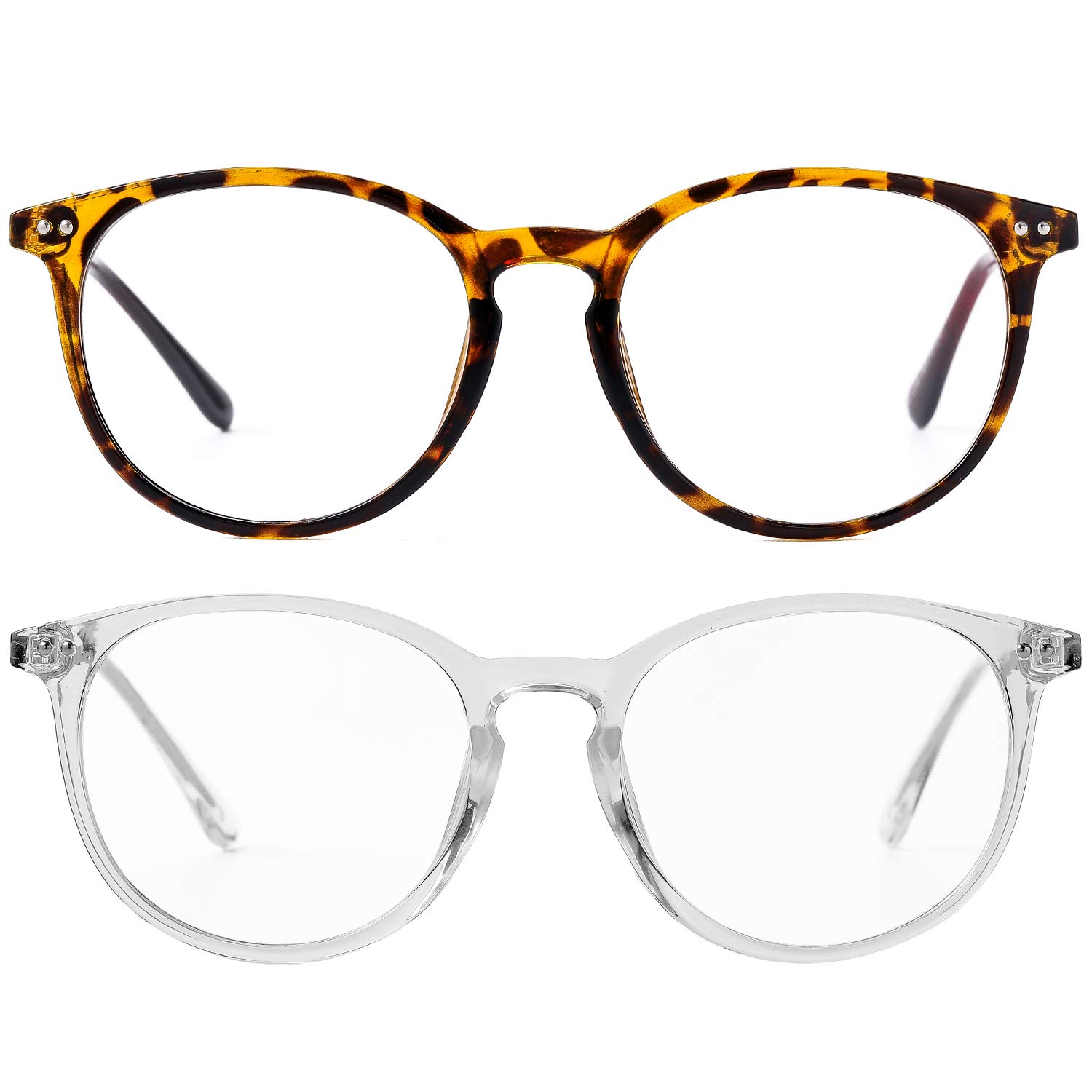 Kursan Non Prescription Clear Lens Fake Glasses for Women Men Retro Round Plastic Frame Eyeglasses