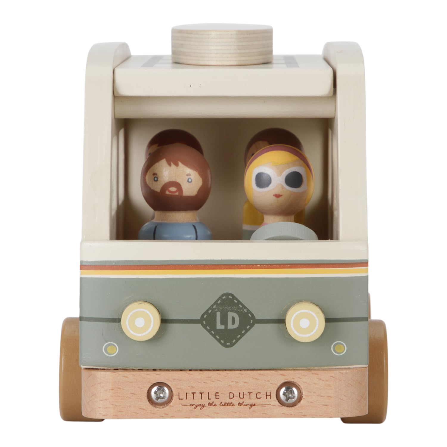Little Dutch Camper Bus Wohnmobil Auto Vintage inkl. Spielfiguren Holz Kinder - grün