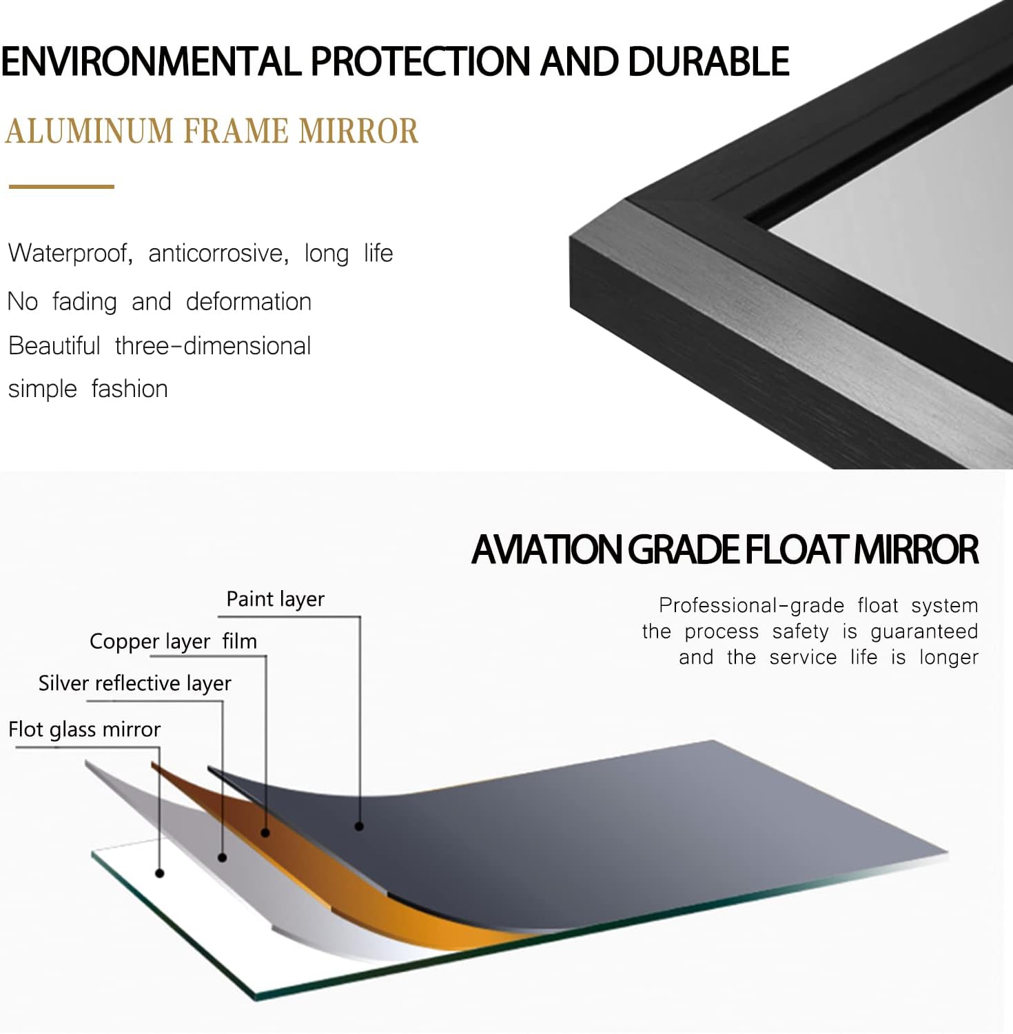 NeuType Full Length Mirror Standing Hanging or Leaning Against Wall, Large Rectangle Bedroom Mirror Floor Mirror Dressing Mirror Wall-Mounted Mirror, Aluminum Alloy Wide Frame, Elegant Black, 65"x22" : Home & Kitchen