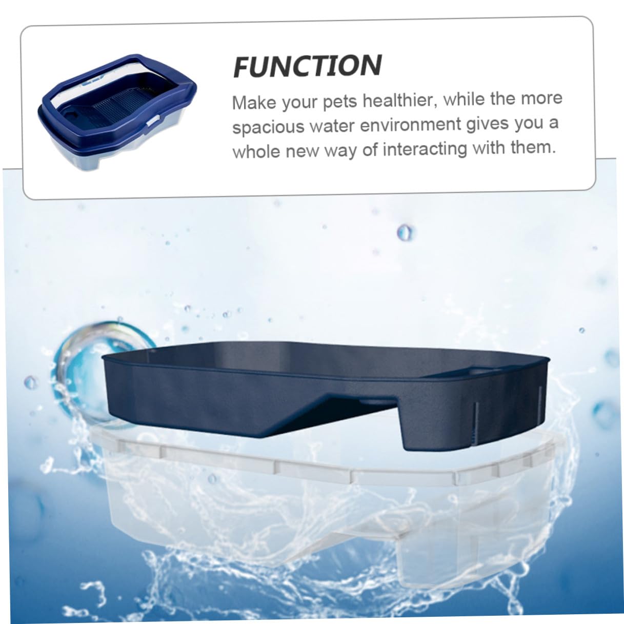 SHINEOFI Tanque para Tortugas Azul con Plataforma para Tomar Sol Doble Uso Agua y Tierra Terrario de Alimentación Resistente y Fácil de Limpiar para Mascotas Reptiles