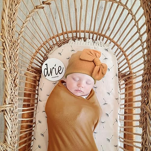 Image of BQUBO Newborn Receiving Blanket Bow Hat Gloves Set Cotton Warm Baby Swaddle Blanket Wrap Baby Sleep Sack Shower Gift