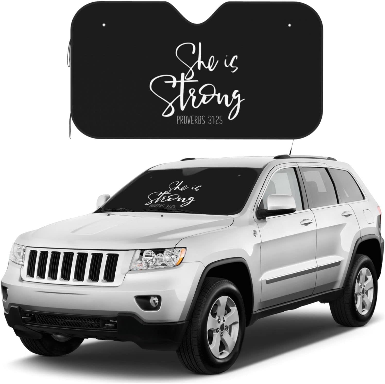 SHE is Strong Car Windshield Sun Shade Keep Your Vehicle Cool, for SUV Cars Trucks Universal Sun Shade