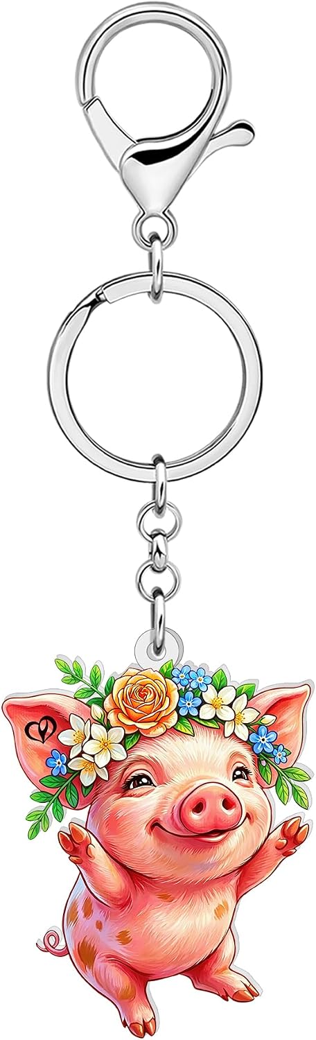 Cute Pink Pig Keychain Farm Animal Lover Gifts for Women image 2