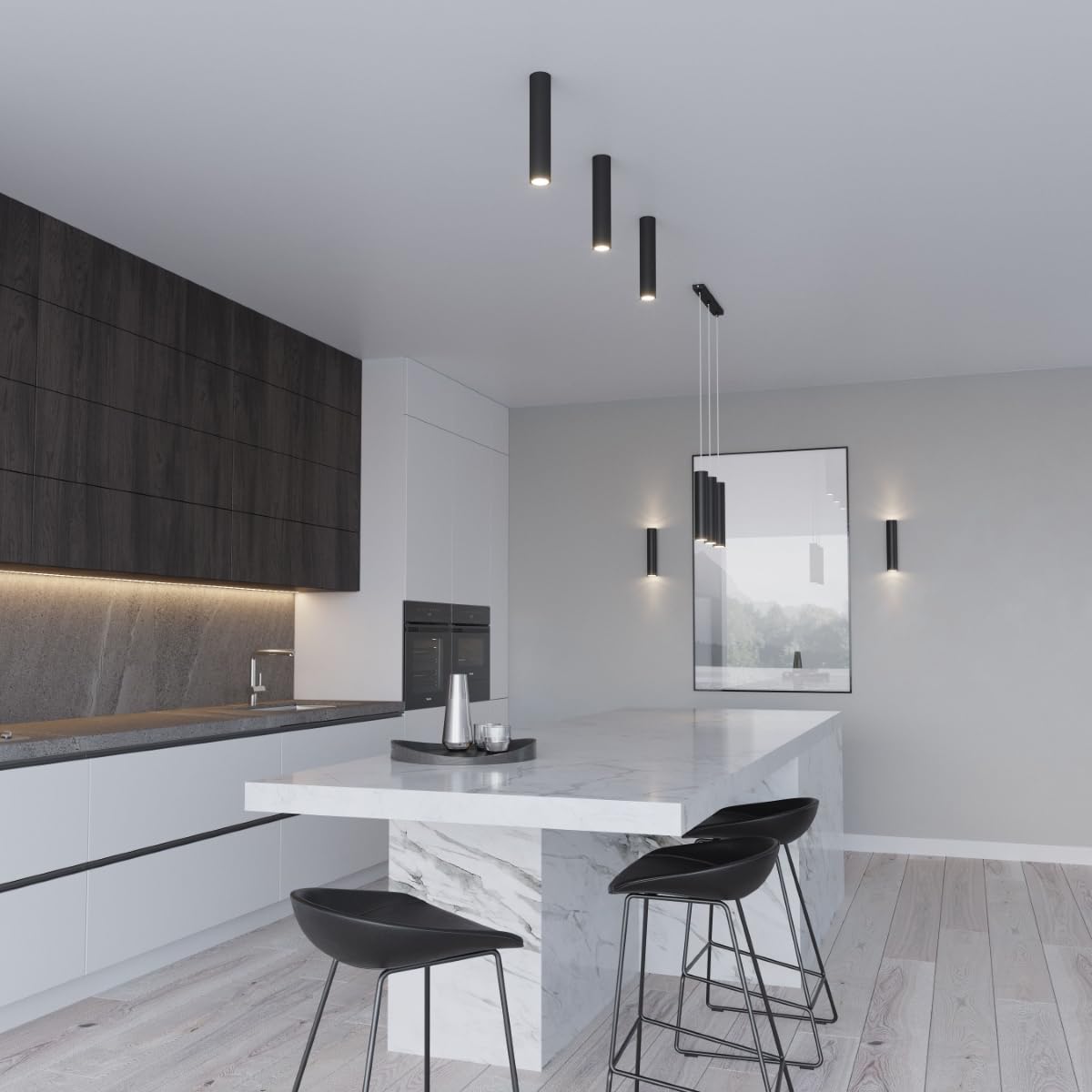 SOLLUX lighting Lagos 2 Applique Murale | Design Moderne avec Abat-jour Cylindrique, Style Industriel | Ampoule GU10 Remplaçable, 2 x 40 W | Acier Peint par Poudrage, Noir, 6 x 8 x 30 cm