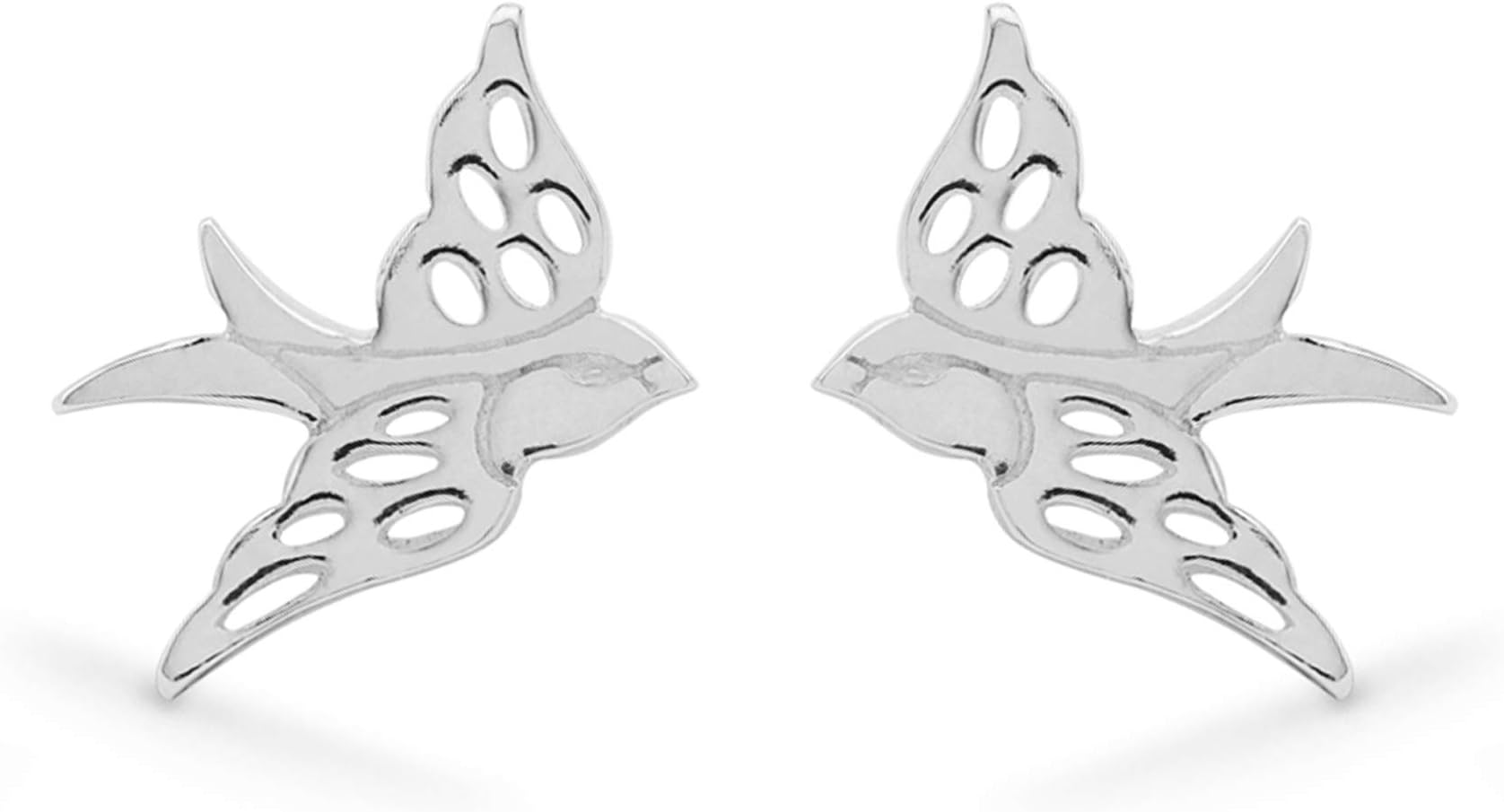 Jewelry Sterling Silver Flying Bird Stud Earrings