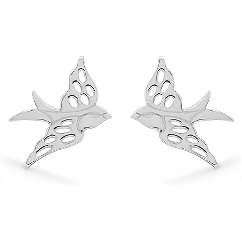Boma Jewelry Sterling Silver Flying Bird Stud Earrings