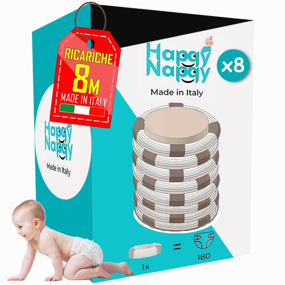 My Happy Nappy Ricariche -【Compatibili con Tommee Tippee Sangenic Tec, Simplee Sangenic e Twist & Click】- Super Ricariche XXL - Trattamento Anti-Odore EVOH Efficace a 7 Strati - Made in Italy