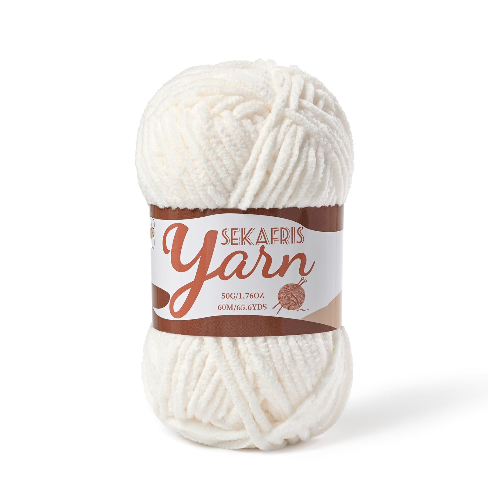 Chenille Yarn for Crocheting Plush Blanket Crochet Yarn White
