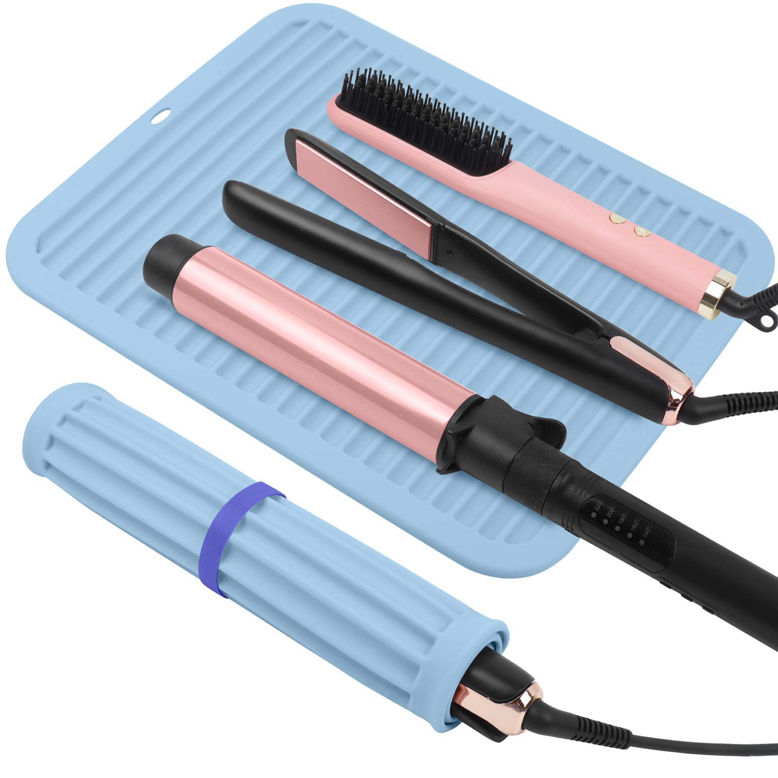 Silicone Heat Resistant Mat for Hair Tools, Oversize, Blue
