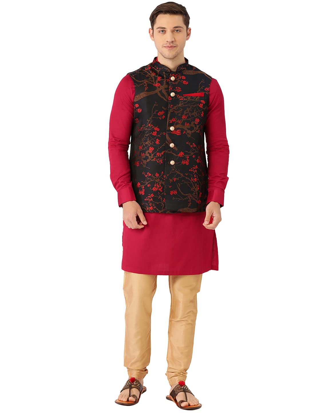 manyavar Men Kurta Pyjama with Waist Coat-picture-22