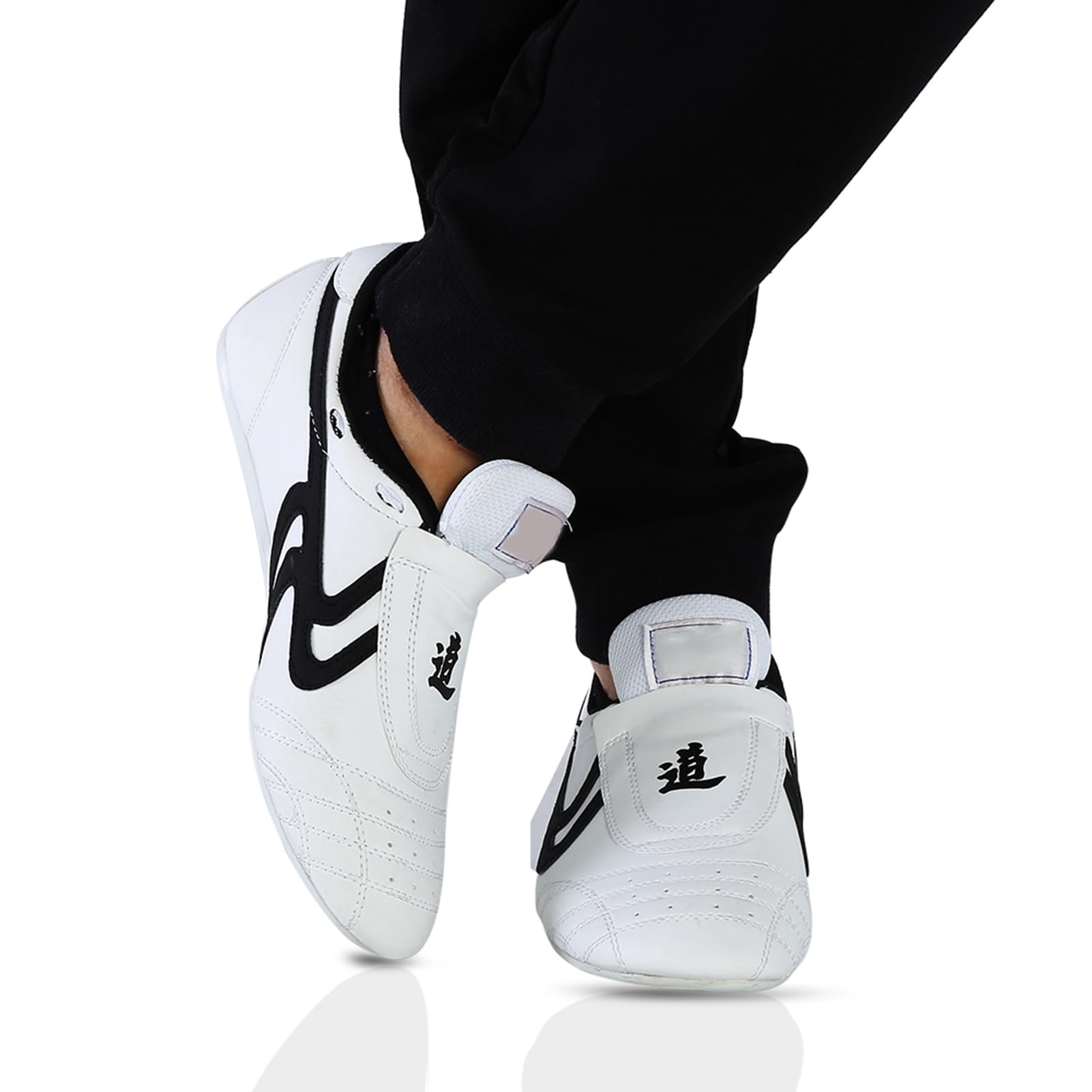 Alomejor Zapatos de Taekwondo Artes Marciales Zapatilla de Boxeo Karate Kung Fu Tai Chi Zapatos Zapatillas de Rayas Negras Zapatillas Ligeras